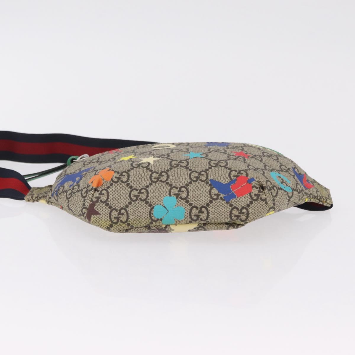 GUCCI GG Supreme Children's Body Bag PVC Beige Silver 502095 Auth 206282M
