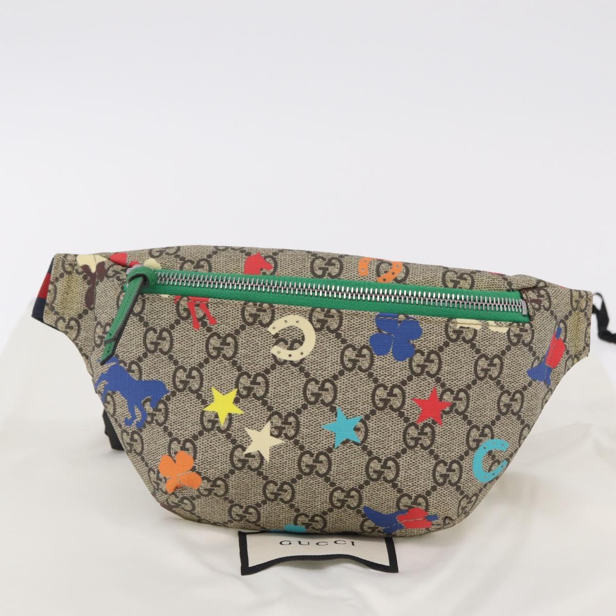 GUCCI GG Supreme Children's Body Bag PVC Beige Silver 502095 Auth 206282M
