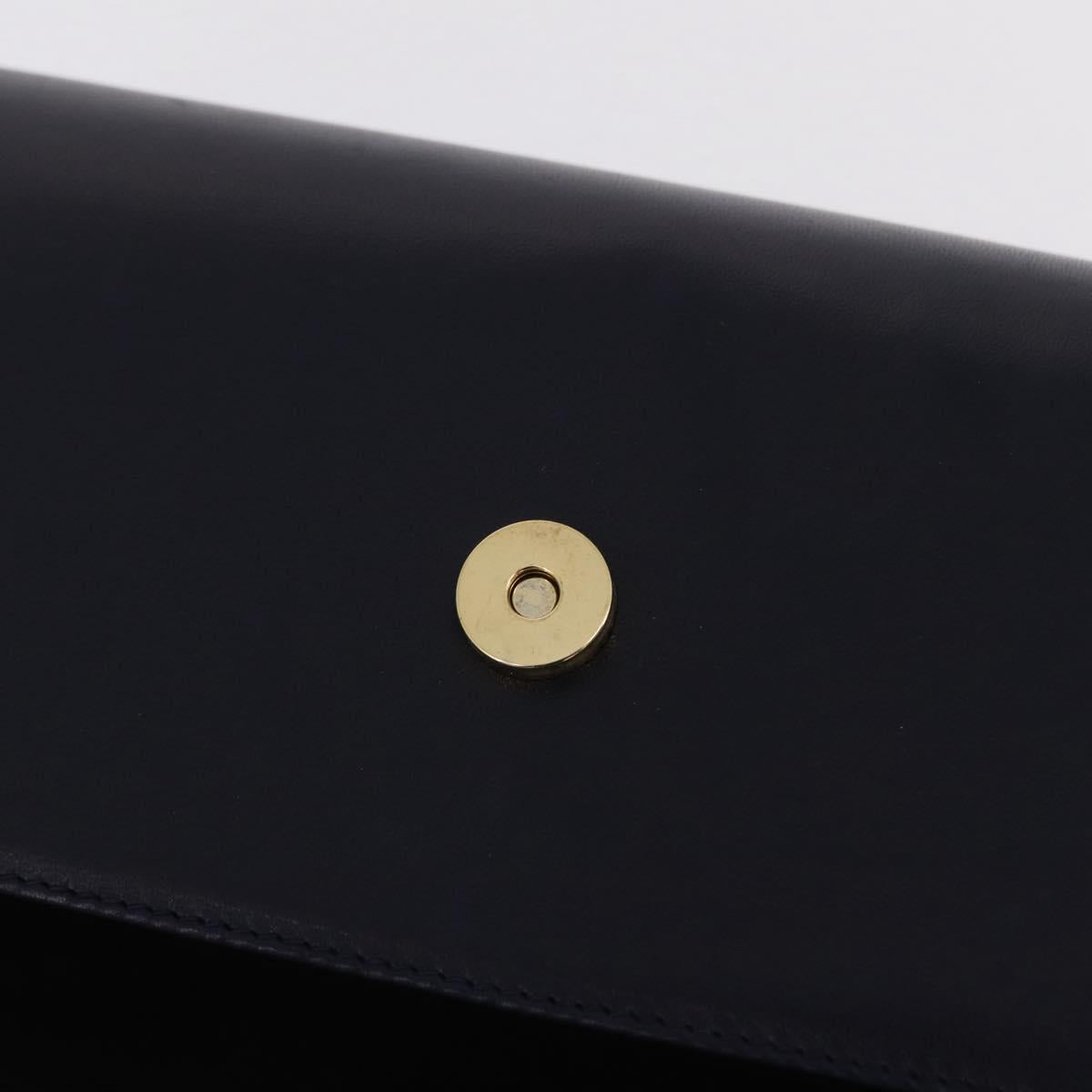 Salvatore Ferragamo Shoulder Bag Leather Navy Gold Auth 206283A