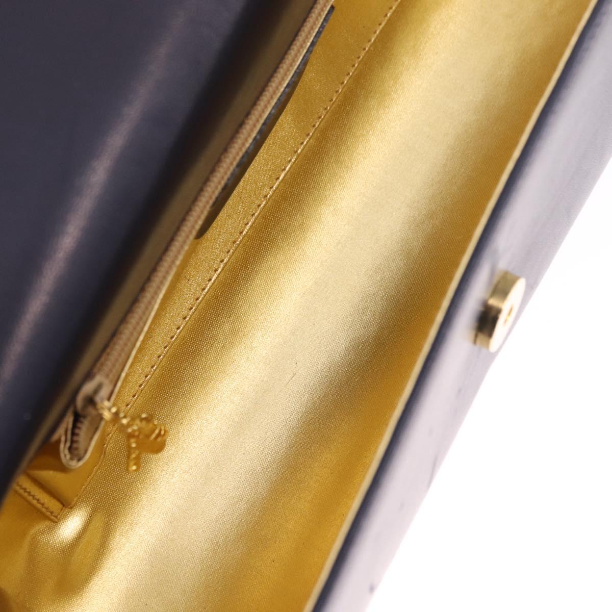 Salvatore Ferragamo Shoulder Bag Leather Navy Gold Auth 206283A