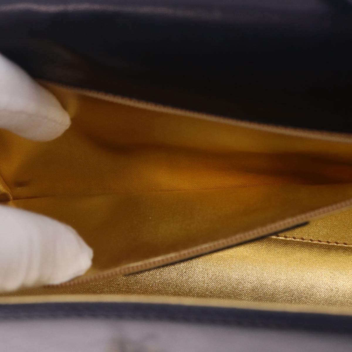 Salvatore Ferragamo Shoulder Bag Leather Navy Gold Auth 206283A