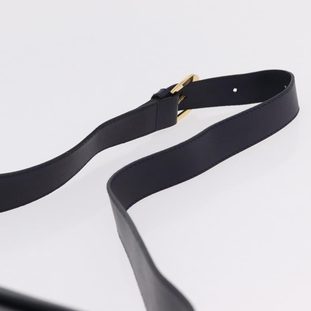 Salvatore Ferragamo Shoulder Bag Leather Navy Gold Auth 206283A