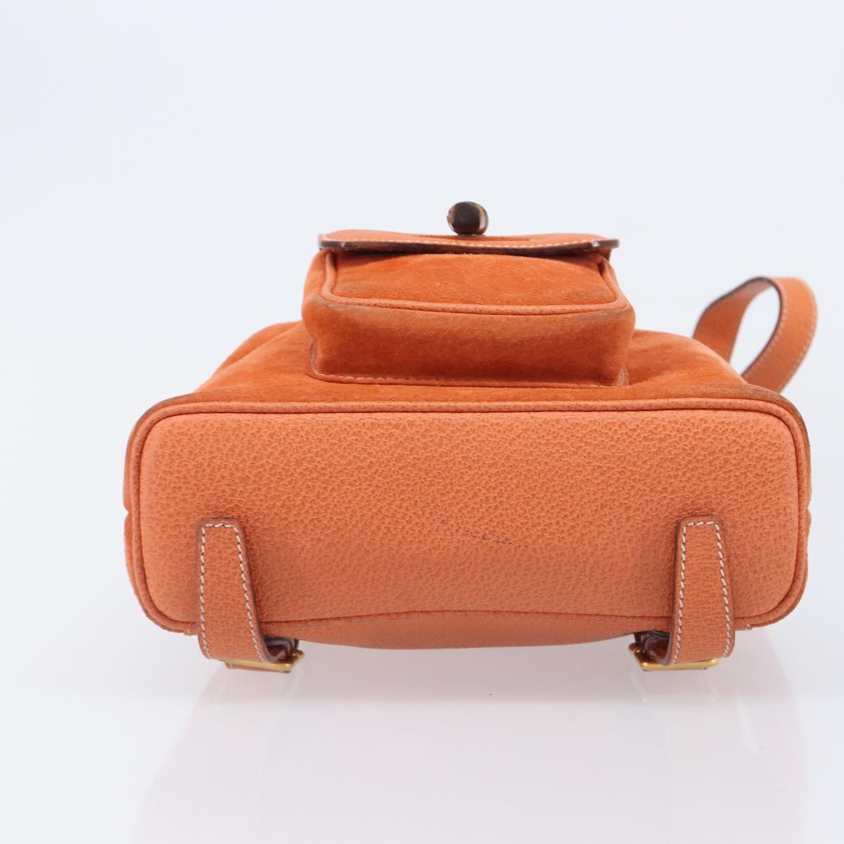 GUCCI Bamboo Backpack Suede Orange Gold 003 2058 0030 Auth 206284