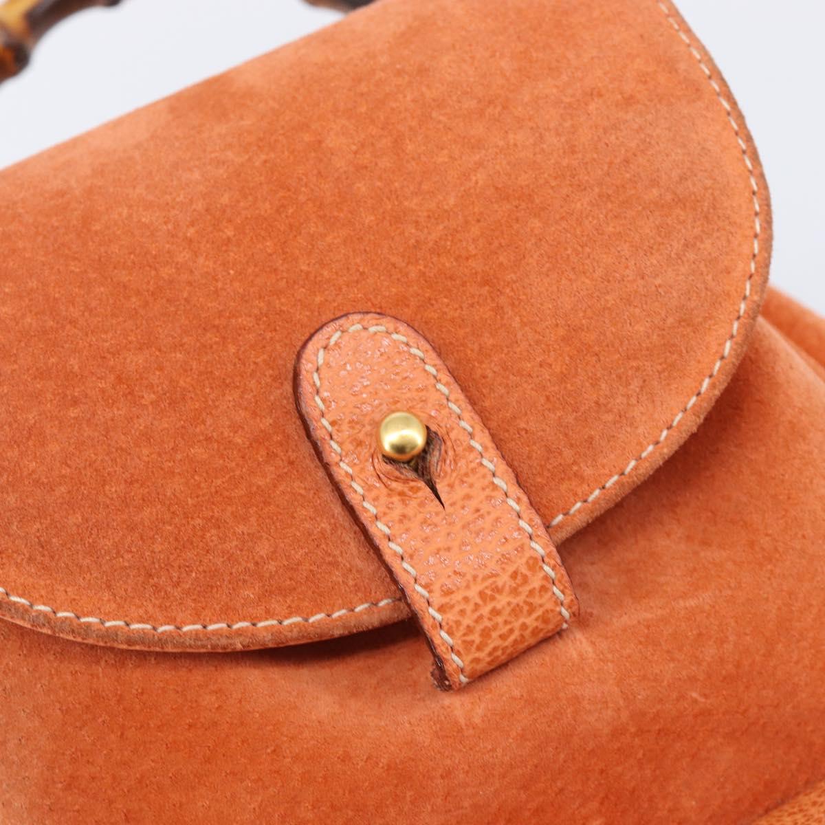 GUCCI Bamboo Backpack Suede Orange Gold 003 2058 0030 Auth 206284