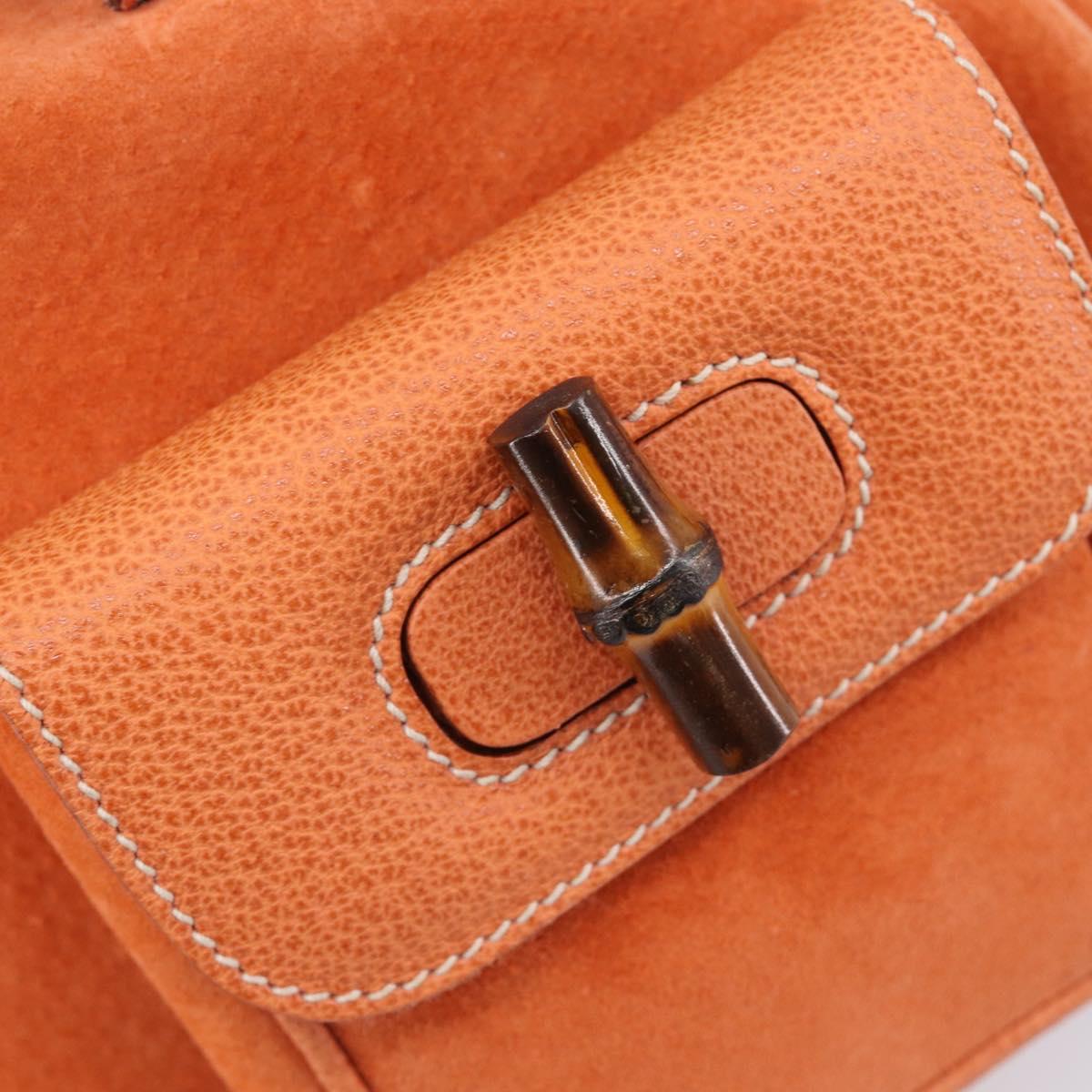 GUCCI Bamboo Backpack Suede Orange Gold 003 2058 0030 Auth 206284