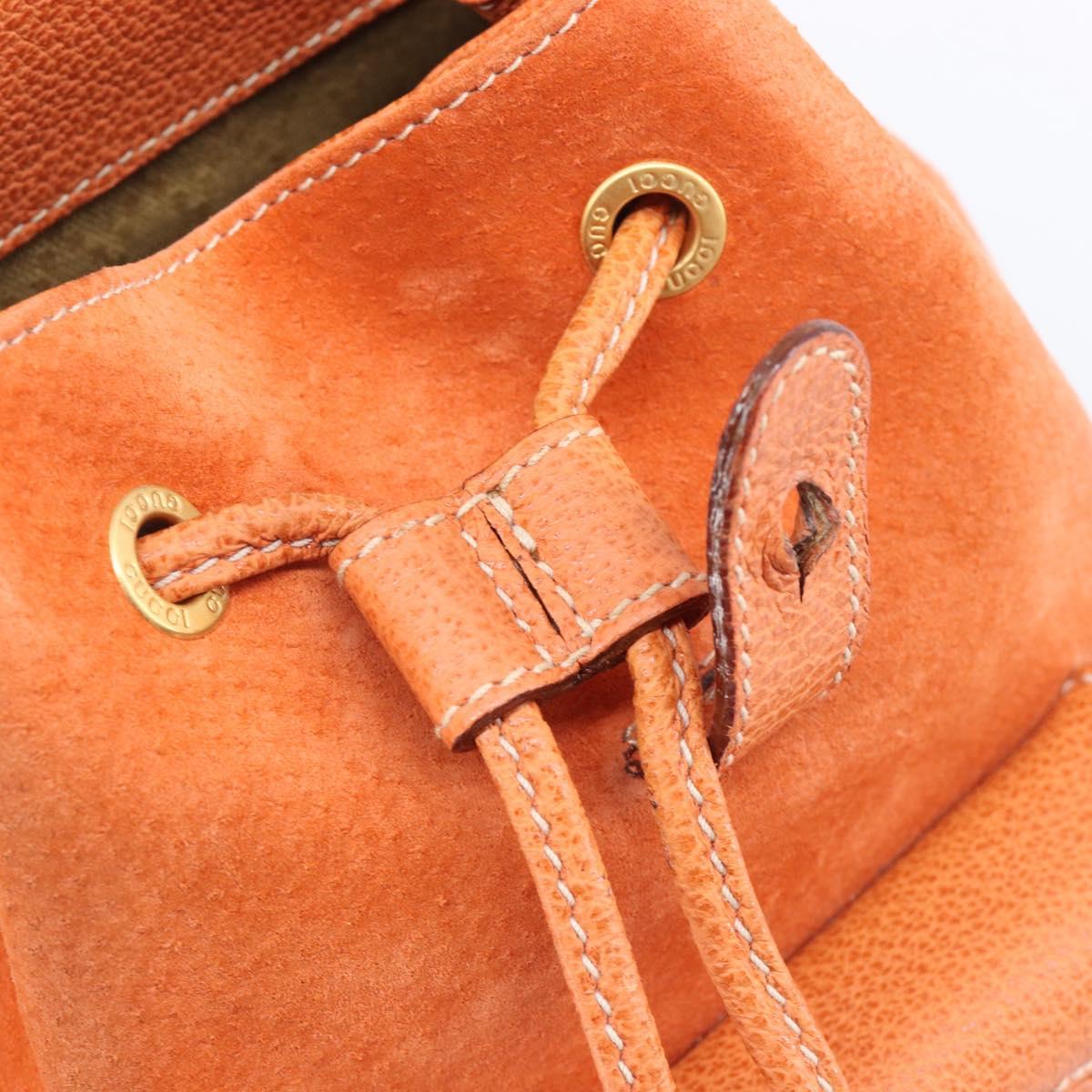 GUCCI Bamboo Backpack Suede Orange Gold 003 2058 0030 Auth 206284