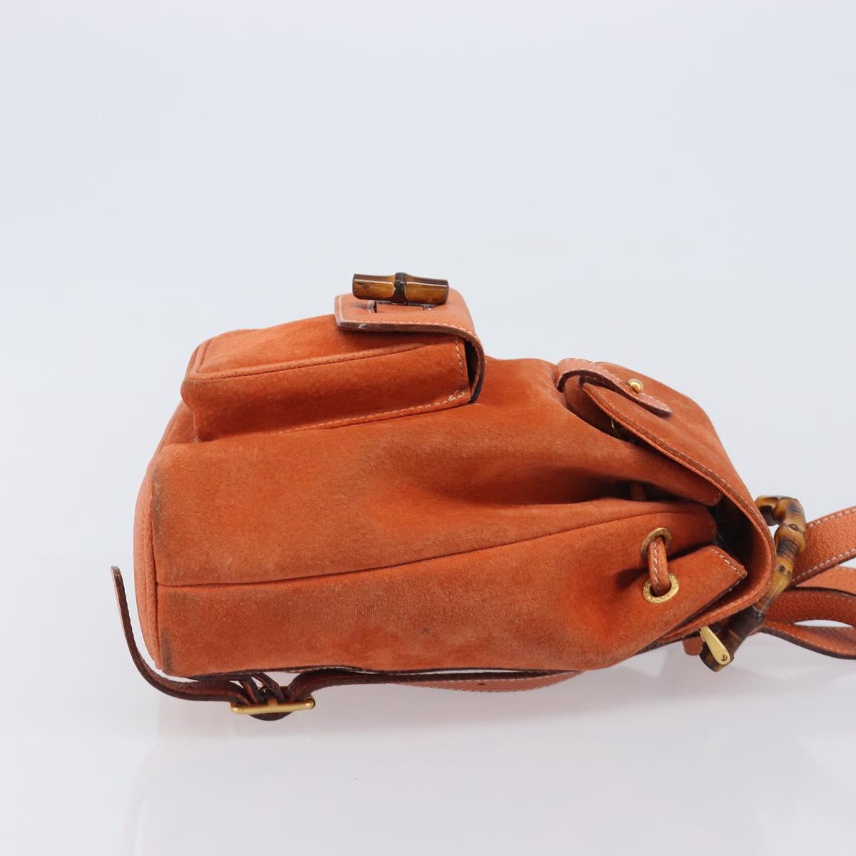 GUCCI Bamboo Backpack Suede Orange Gold 003 2058 0030 Auth 206284