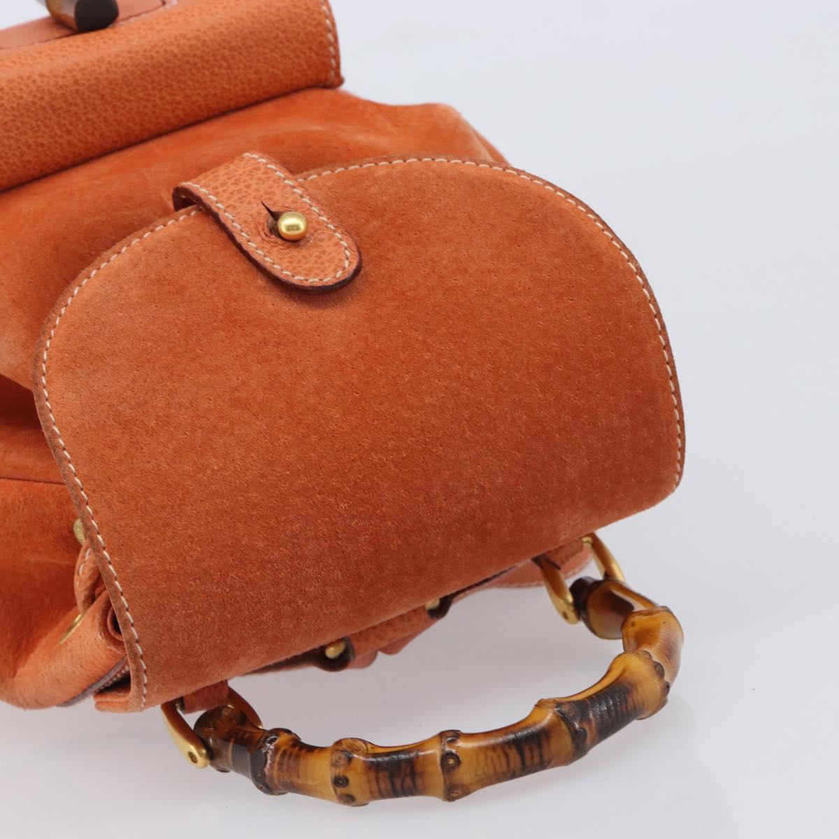GUCCI Bamboo Backpack Suede Orange Gold 003 2058 0030 Auth 206284