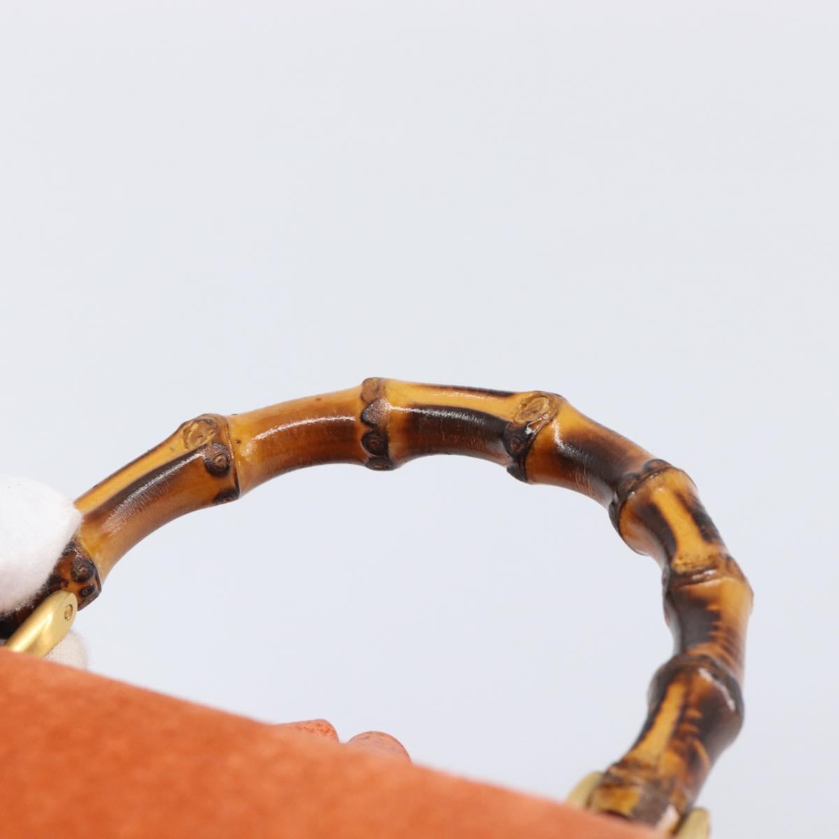 GUCCI Bamboo Backpack Suede Orange Gold 003 2058 0030 Auth 206284