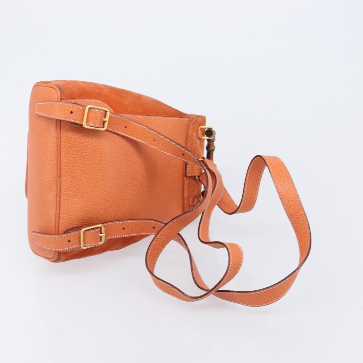 GUCCI Bamboo Backpack Suede Orange Gold 003 2058 0030 Auth 206284