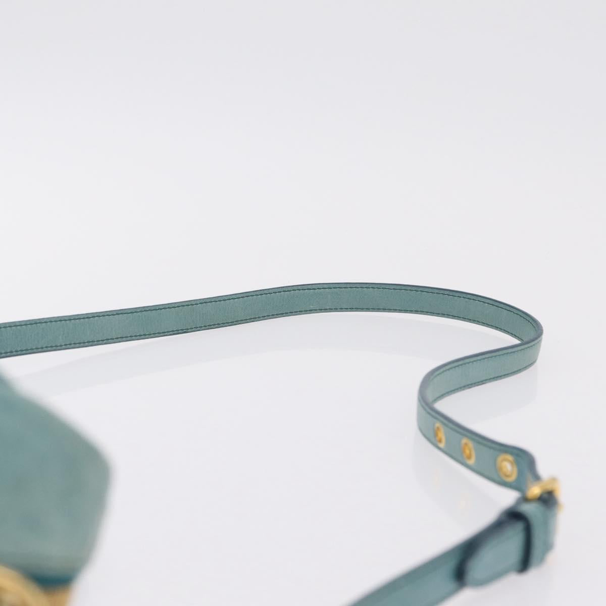 Miu Miu Vitellolux Matelasse Bag Leather 2way Turquoise Blue Gold Auth 206286M