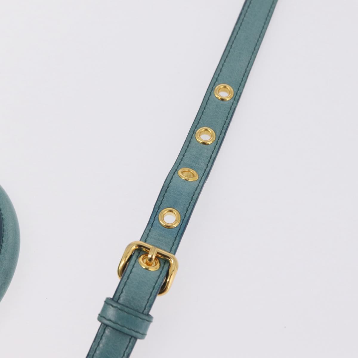 Miu Miu Vitellolux Matelasse Bag Leather 2way Turquoise Blue Gold Auth 206286M