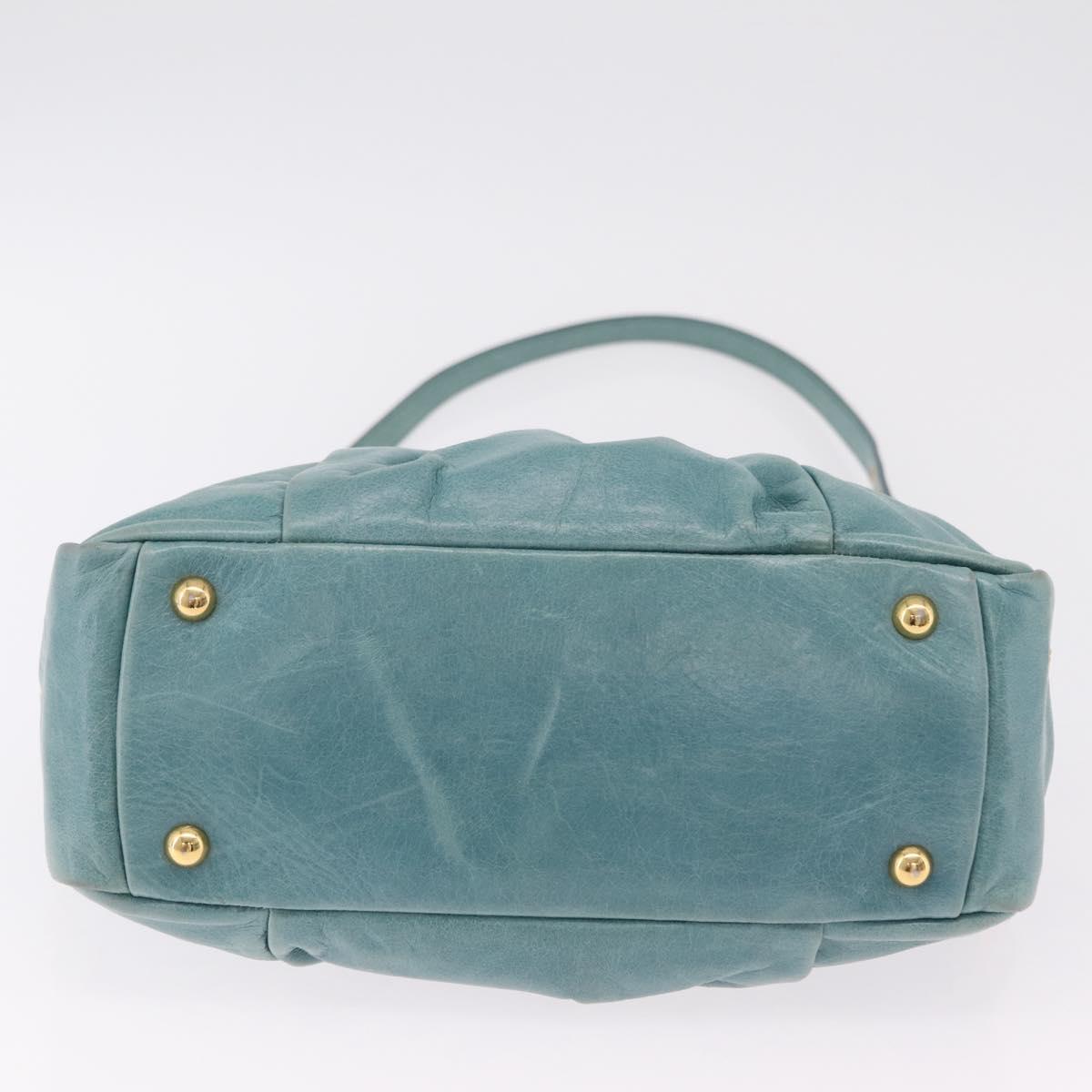 Miu Miu Vitellolux Matelasse Bag Leather 2way Turquoise Blue Gold Auth 206286M
