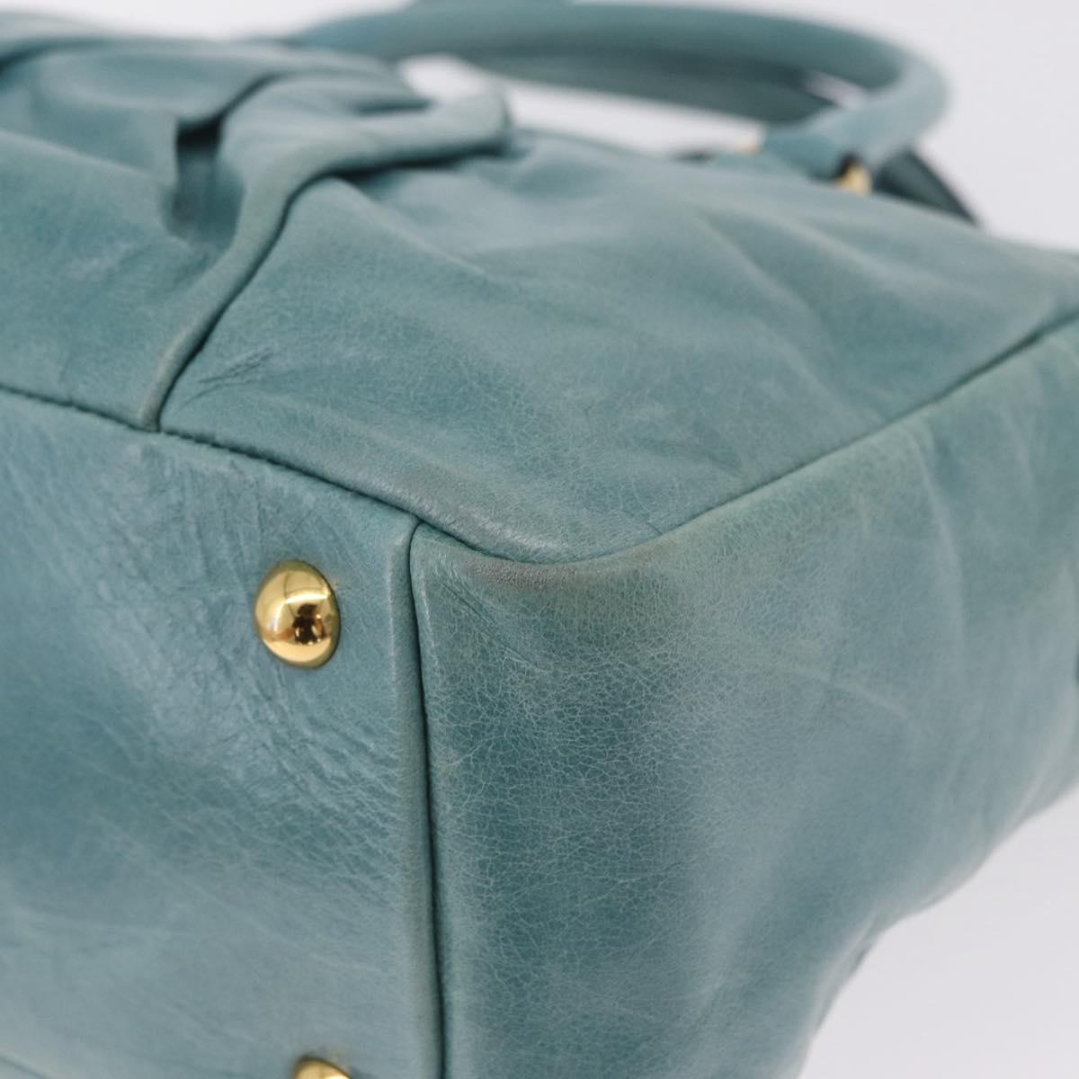 Miu Miu Vitellolux Matelasse Bag Leather 2way Turquoise Blue Gold Auth 206286M