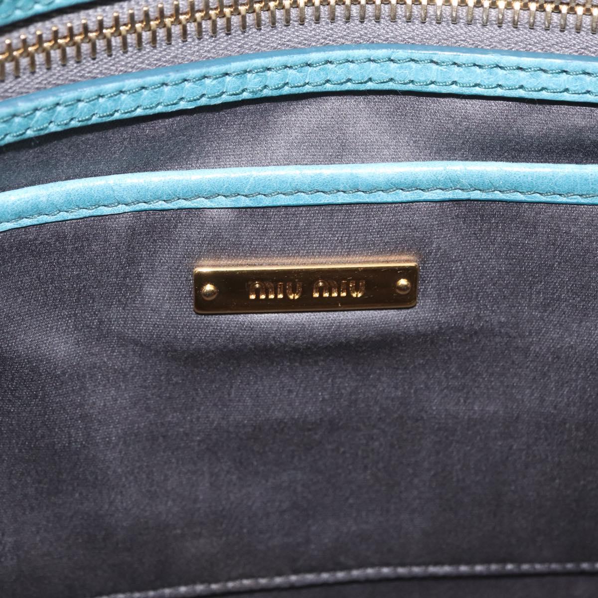 Miu Miu Vitellolux Matelasse Bag Leather 2way Turquoise Blue Gold Auth 206286M
