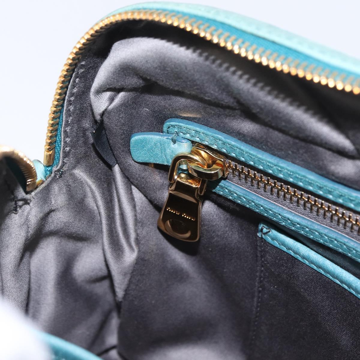 Miu Miu Vitellolux Matelasse Bag Leather 2way Turquoise Blue Gold Auth 206286M