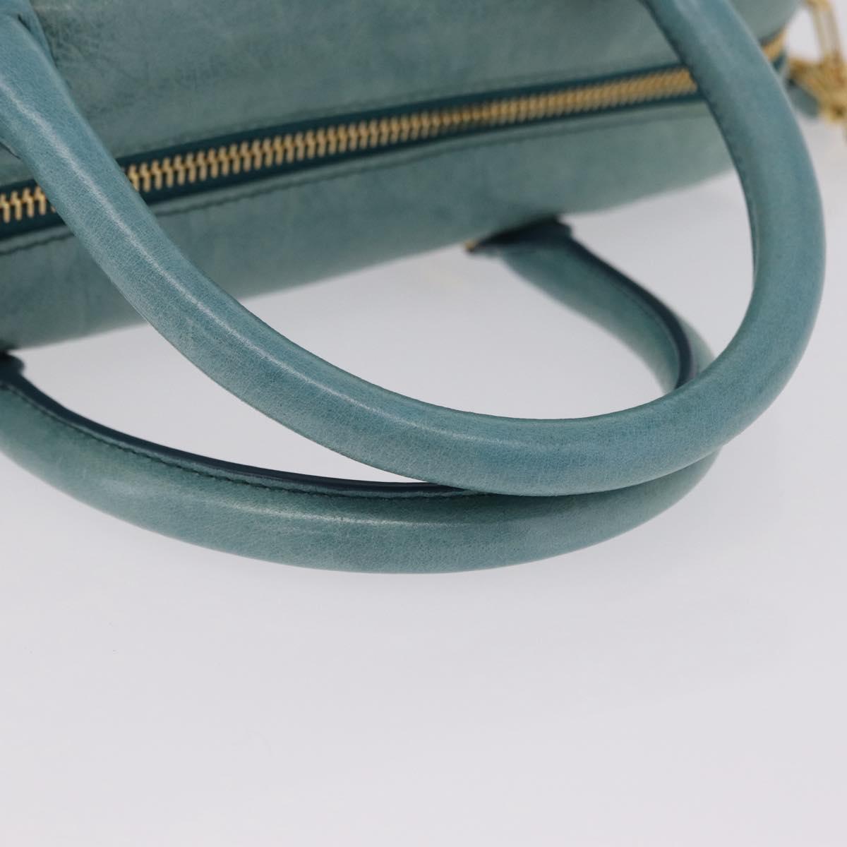 Miu Miu Vitellolux Matelasse Bag Leather 2way Turquoise Blue Gold Auth 206286M