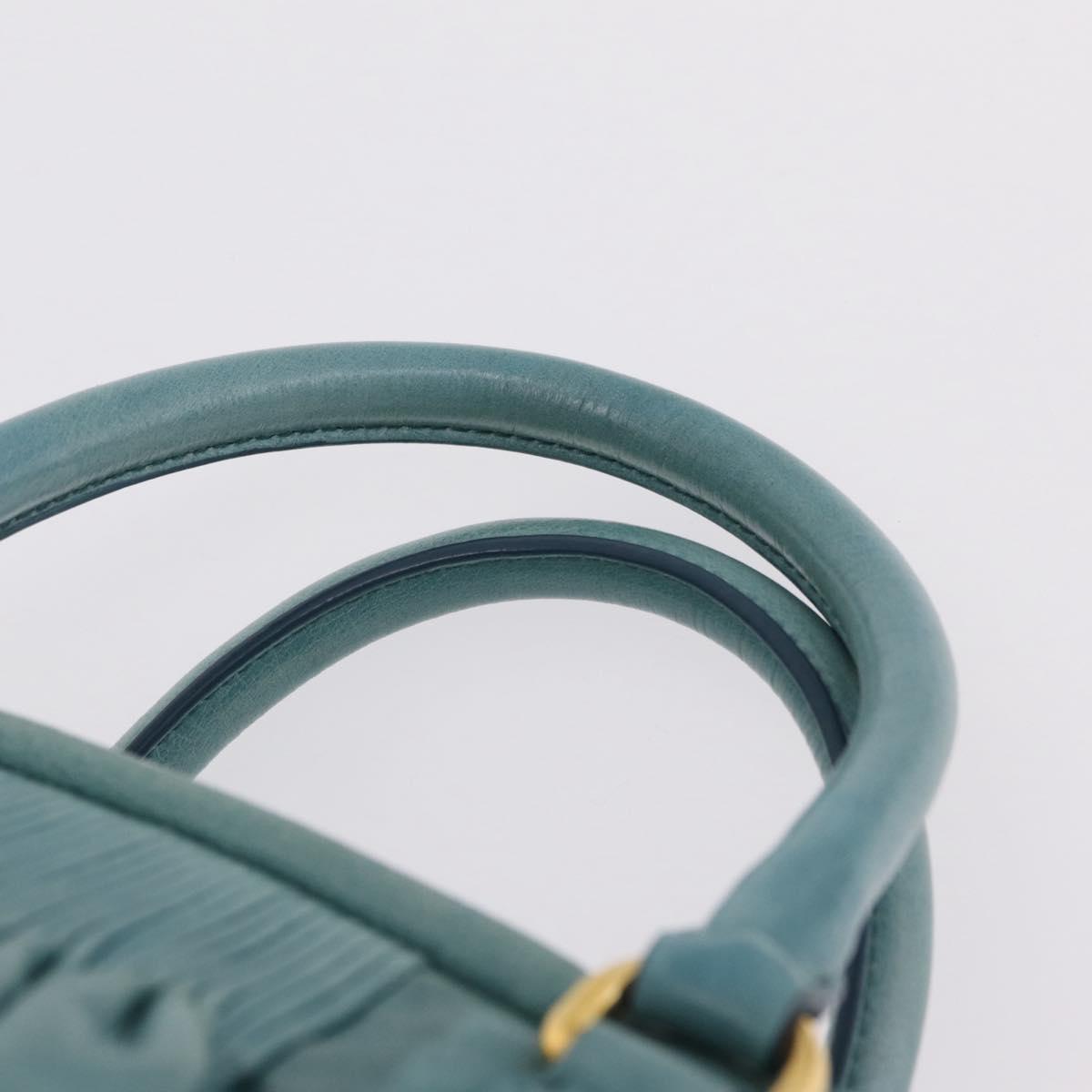 Miu Miu Vitellolux Matelasse Bag Leather 2way Turquoise Blue Gold Auth 206286M