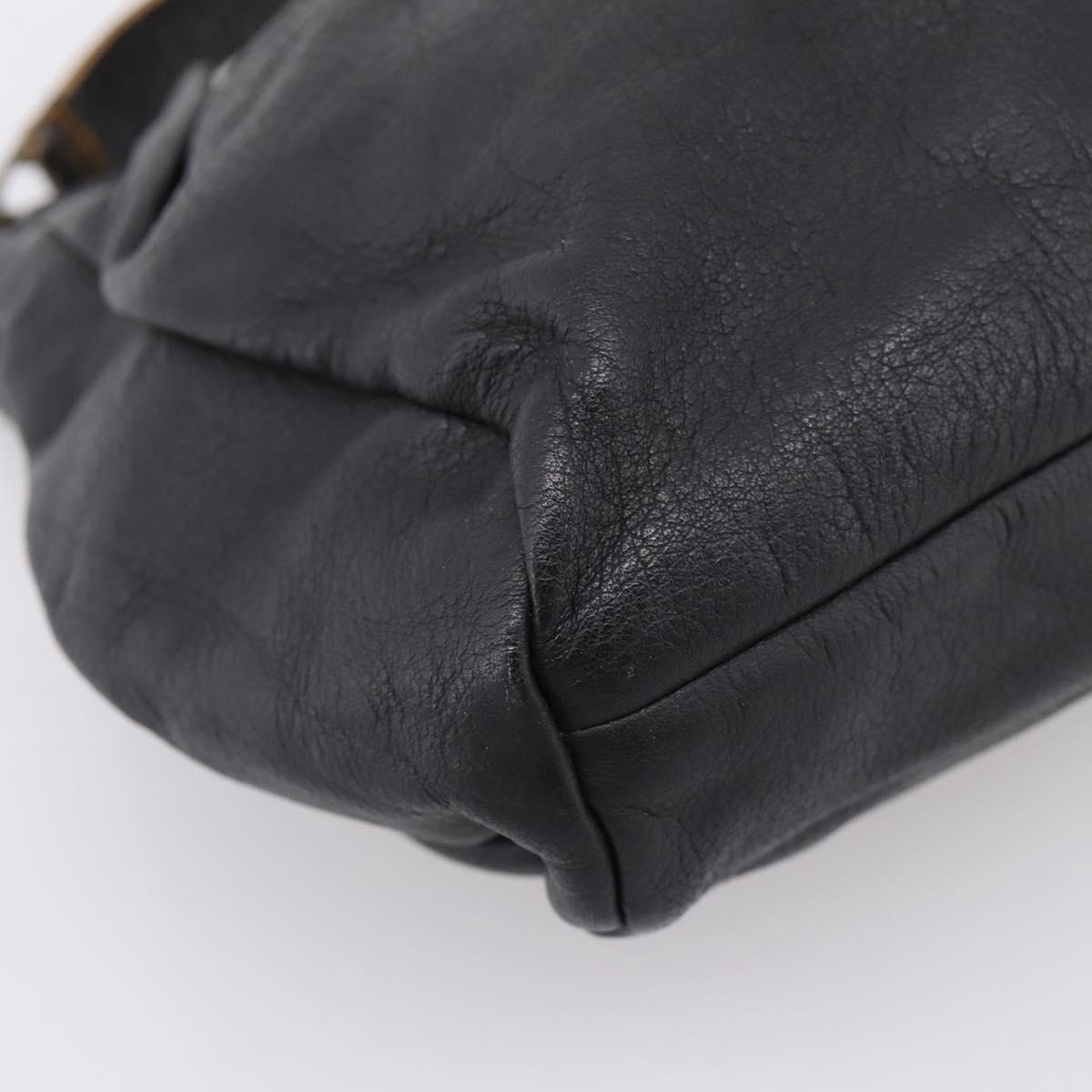 Miu Miu Shoulder Bag Leather Black Gold Auth 206289