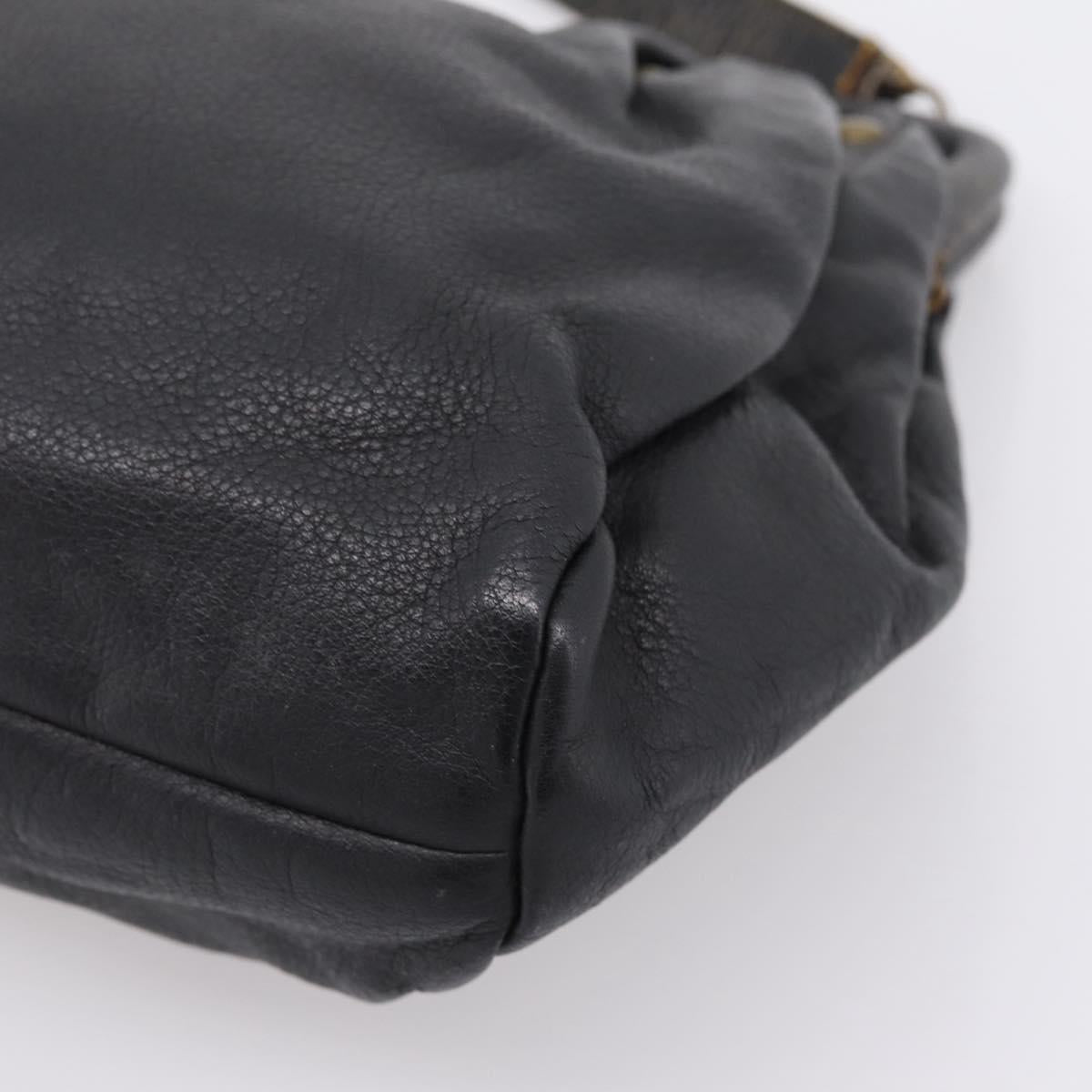 Miu Miu Shoulder Bag Leather Black Gold Auth 206289