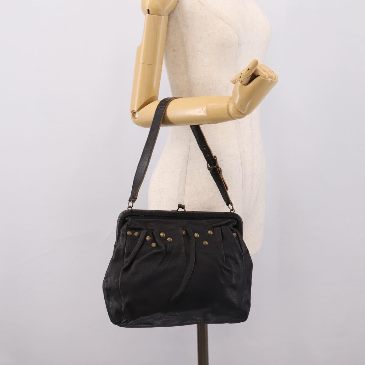 Miu Miu Shoulder Bag Leather Black Gold Auth 206289