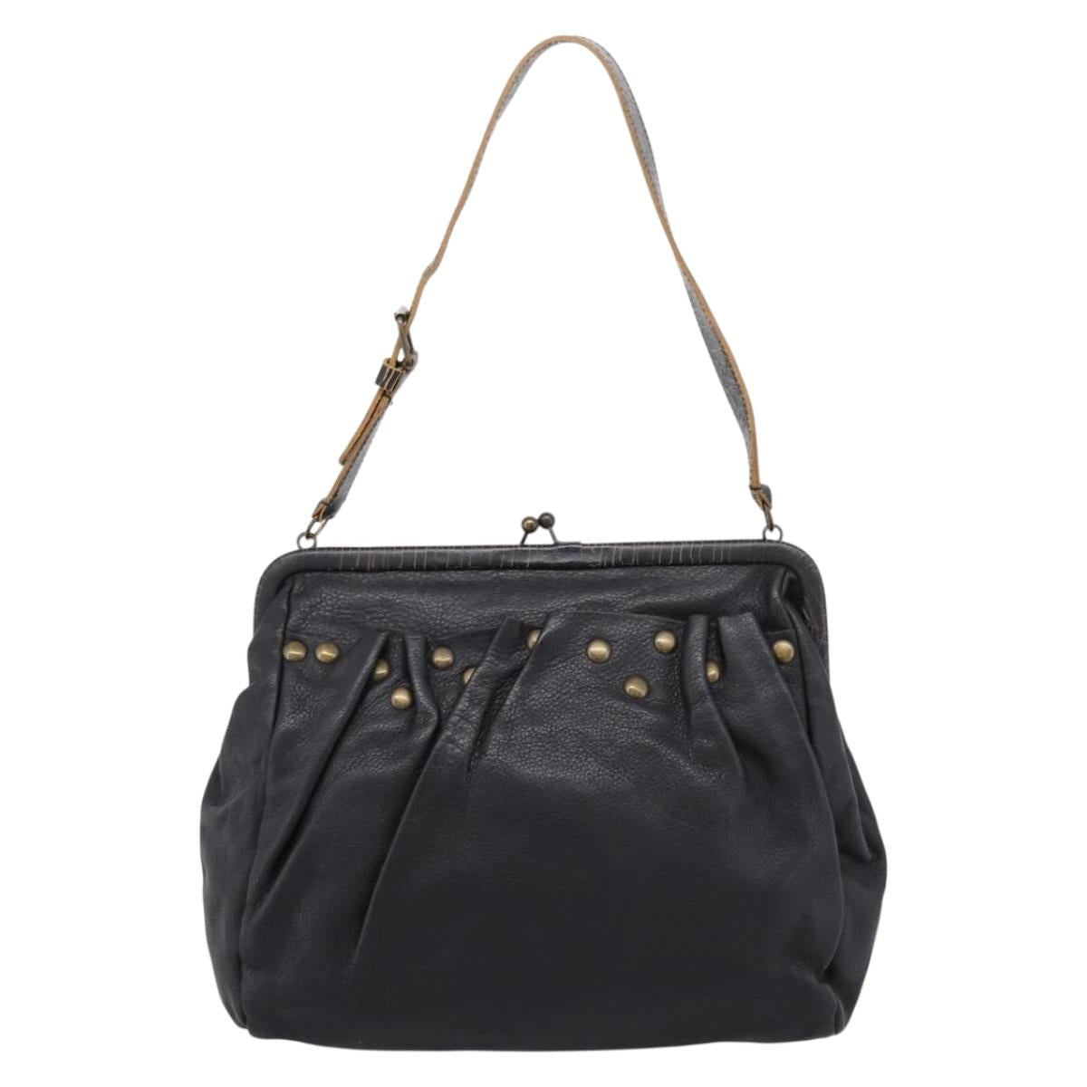 Miu Miu Shoulder Bag Leather Black Gold Auth 206289