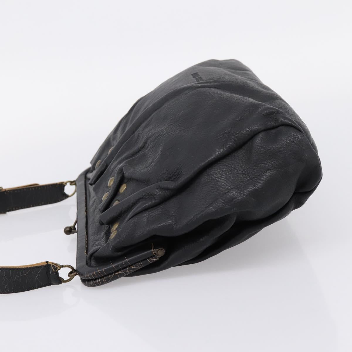 Miu Miu Shoulder Bag Leather Black Gold Auth 206289
