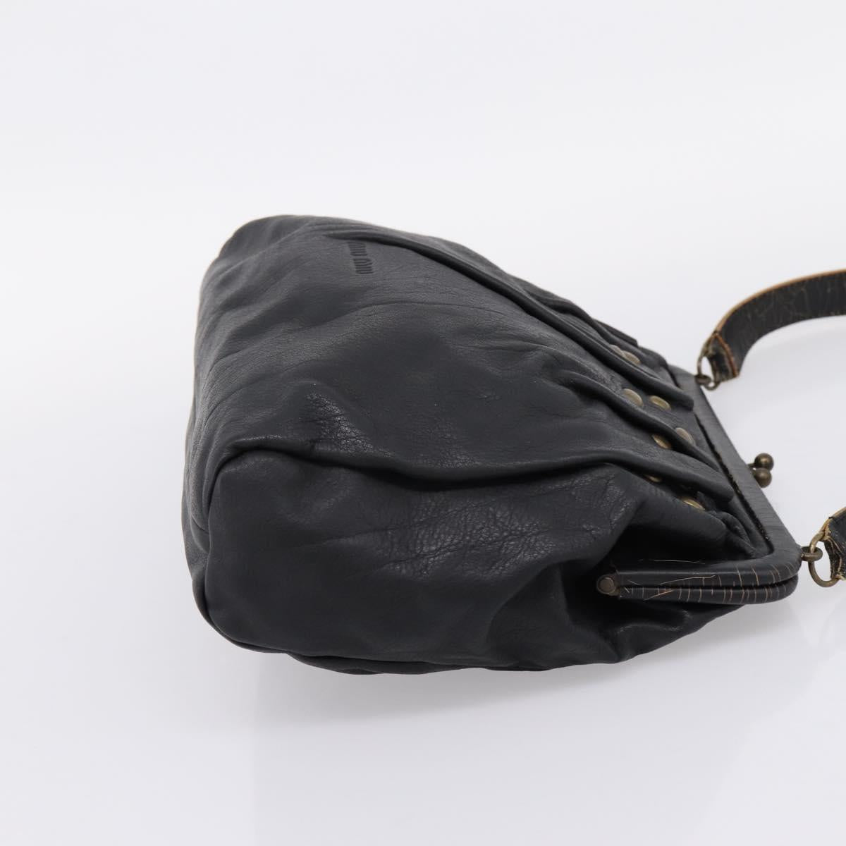 Miu Miu Shoulder Bag Leather Black Gold Auth 206289