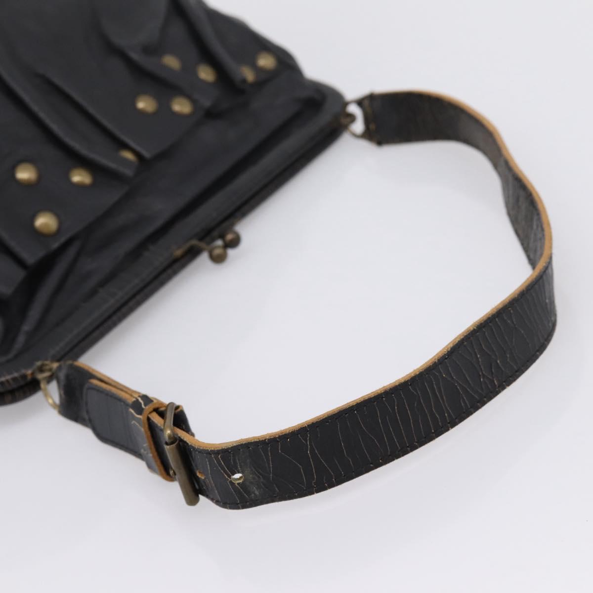 Miu Miu Shoulder Bag Leather Black Gold Auth 206289