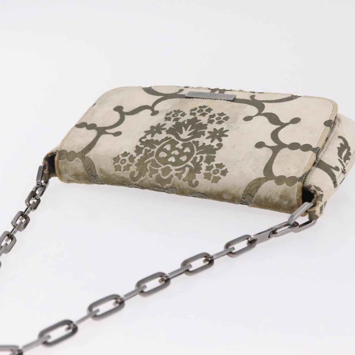 GUCCI Shoulder Bag Velor Beige Silver 001 3829 Auth 206290A
