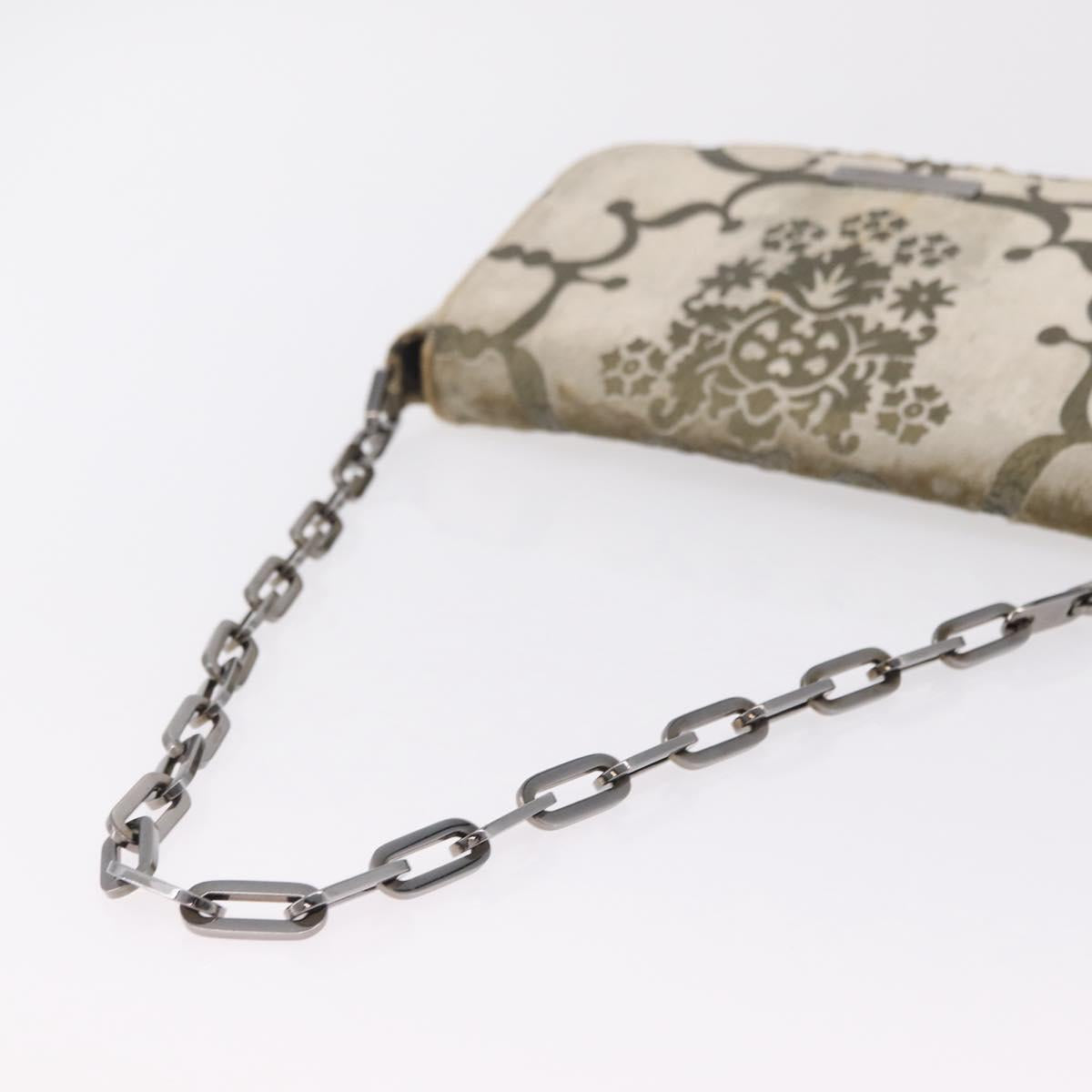 GUCCI Shoulder Bag Velor Beige Silver 001 3829 Auth 206290A