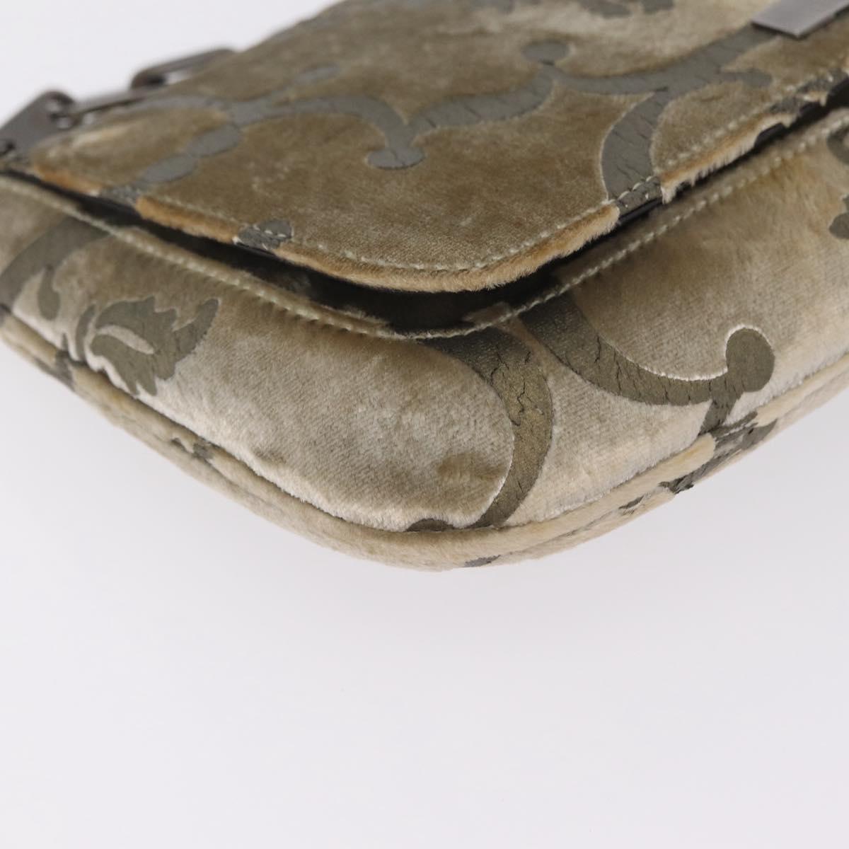 GUCCI Shoulder Bag Velor Beige Silver 001 3829 Auth 206290A