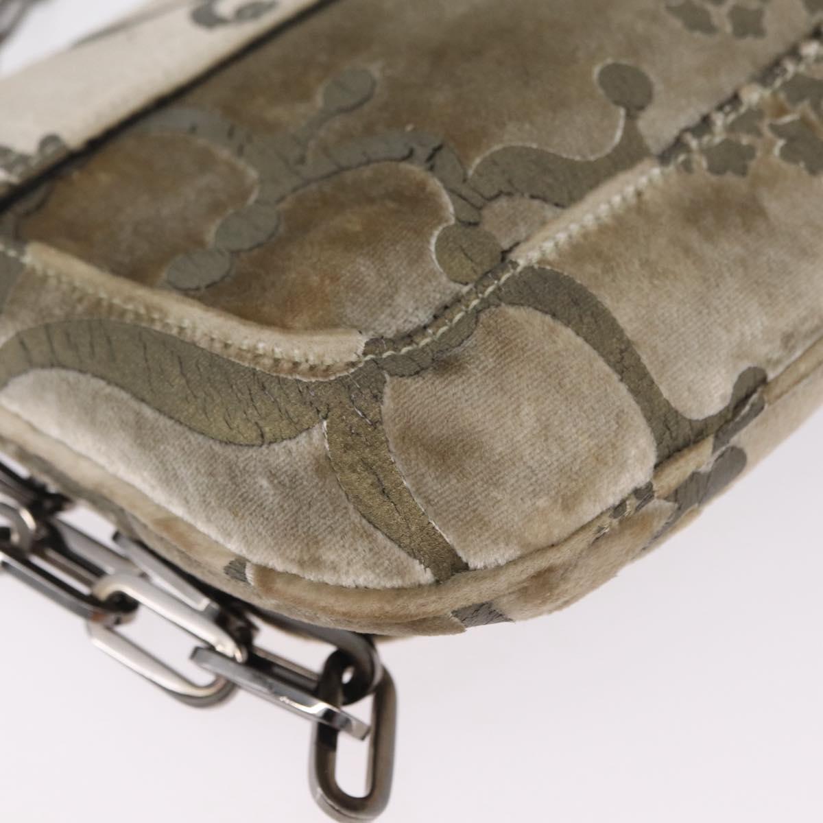 GUCCI Shoulder Bag Velor Beige Silver 001 3829 Auth 206290A