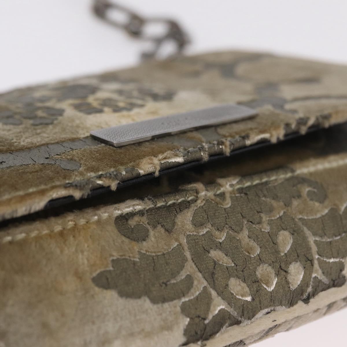 GUCCI Shoulder Bag Velor Beige Silver 001 3829 Auth 206290A