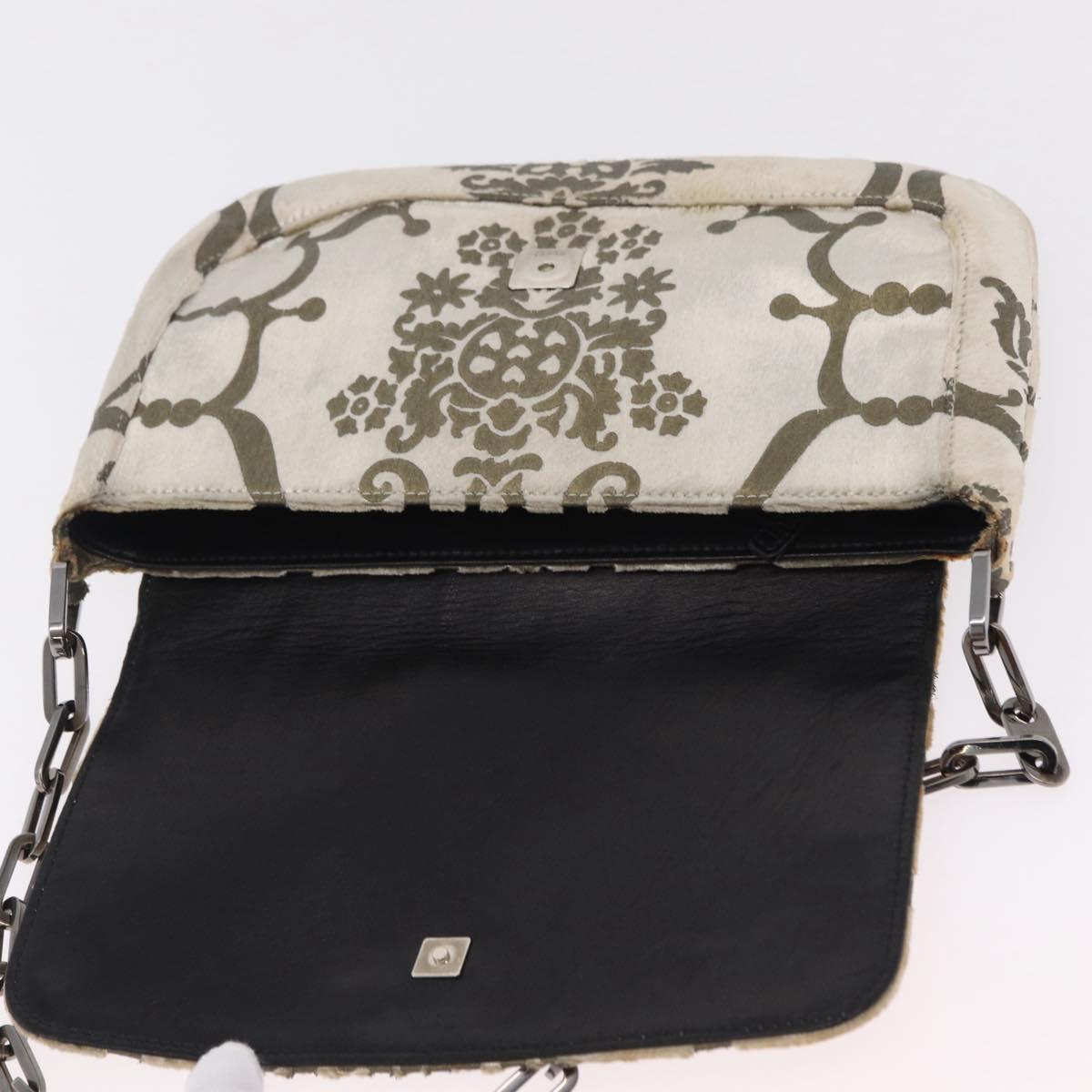 GUCCI Shoulder Bag Velor Beige Silver 001 3829 Auth 206290A