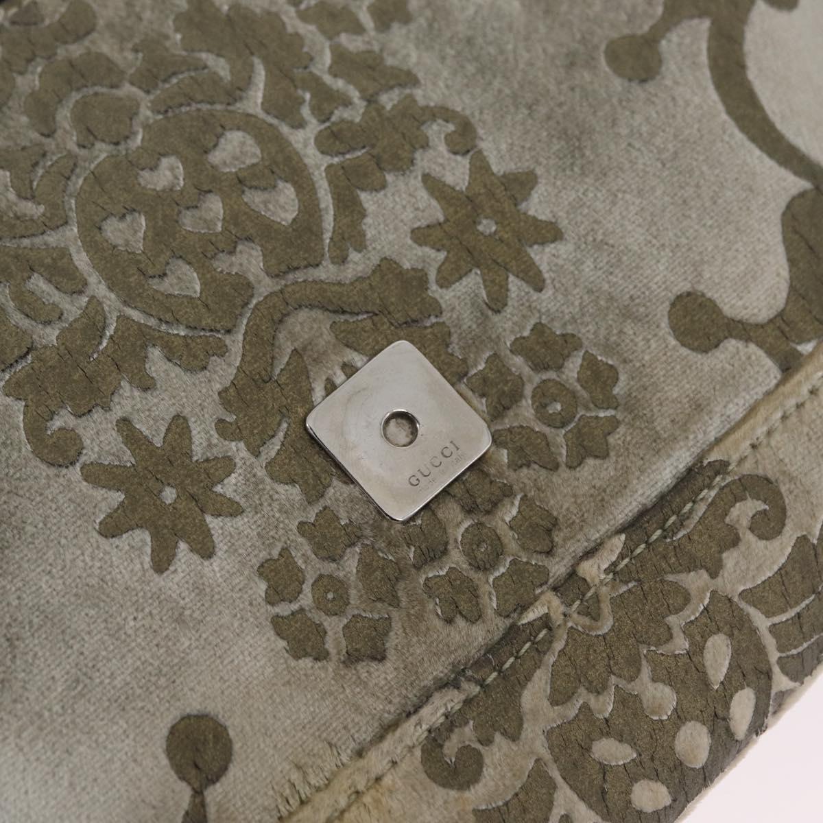 GUCCI Shoulder Bag Velor Beige Silver 001 3829 Auth 206290A