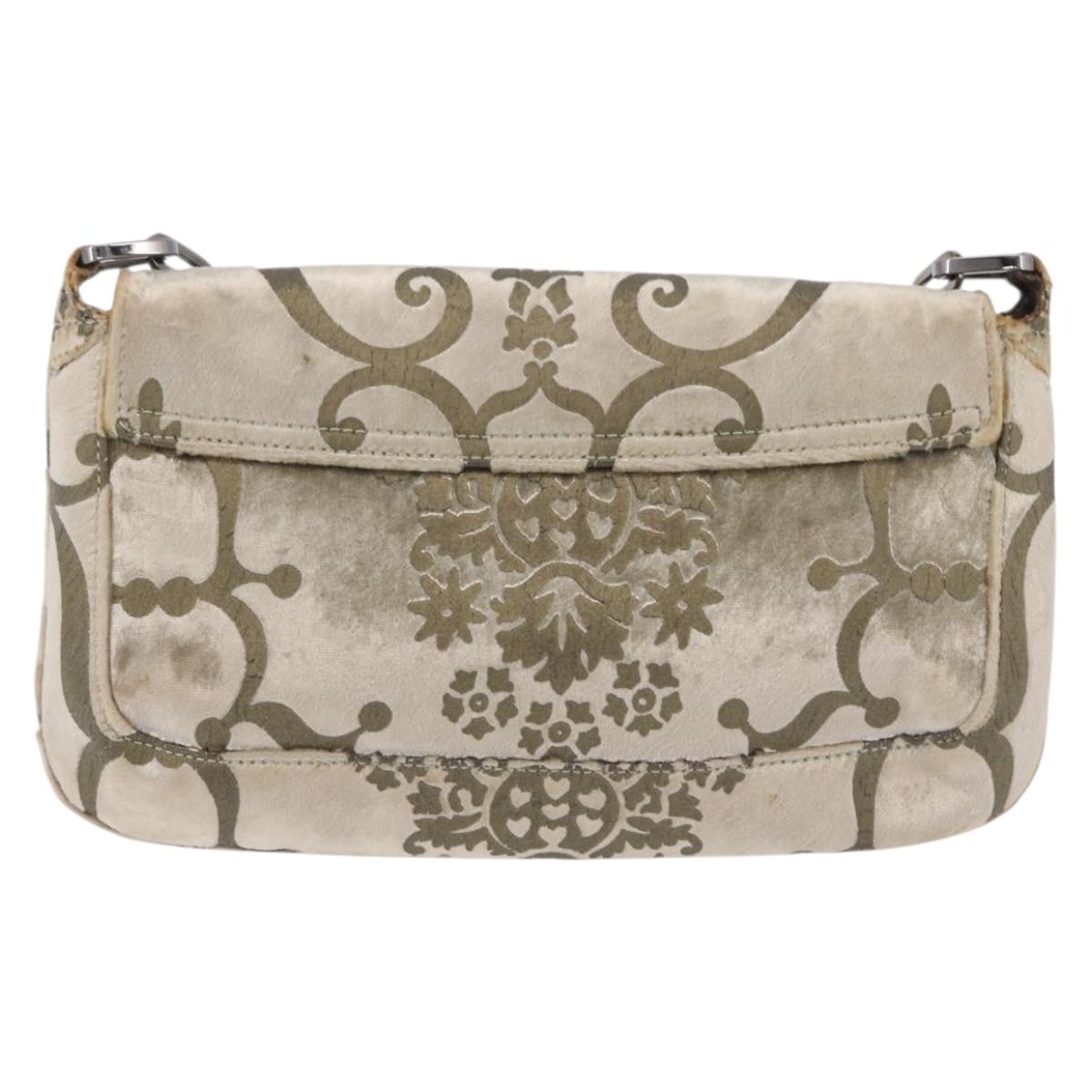 GUCCI Shoulder Bag Velor Beige Silver 001 3829 Auth 206290A