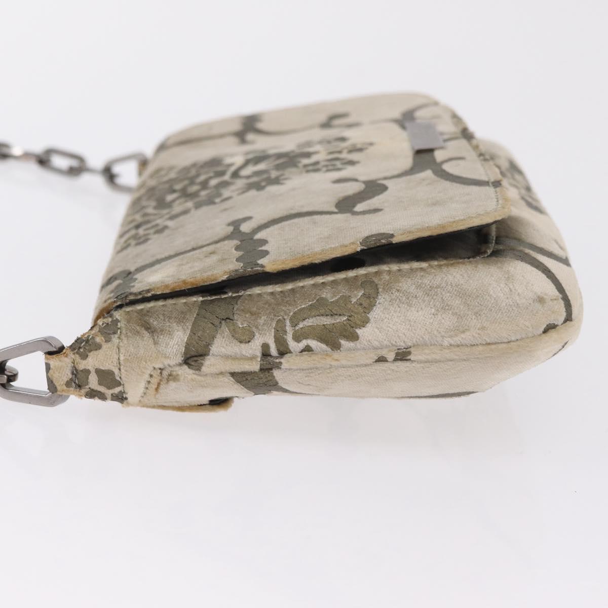 GUCCI Shoulder Bag Velor Beige Silver 001 3829 Auth 206290A