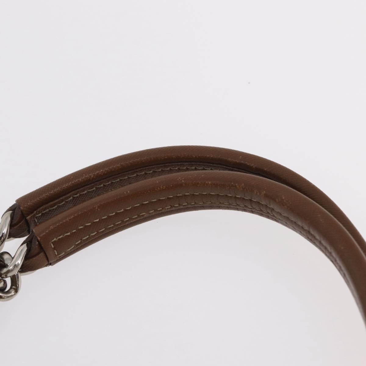 PRADA Chain Tote Bag Nylon Brown Silver Auth 206291
