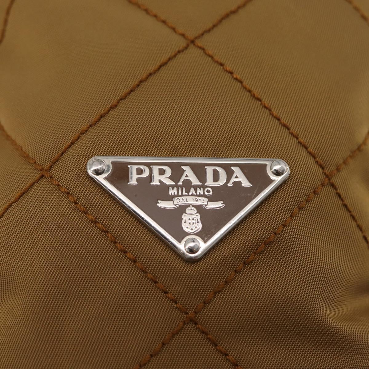 PRADA Chain Tote Bag Nylon Brown Silver Auth 206291