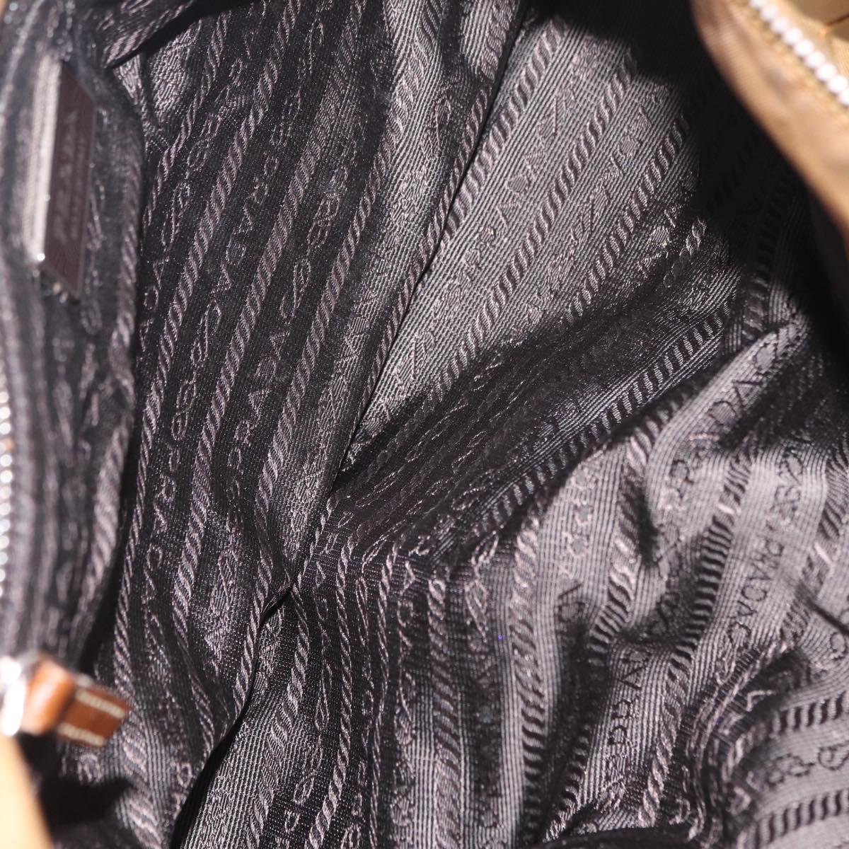 PRADA Chain Tote Bag Nylon Brown Silver Auth 206291