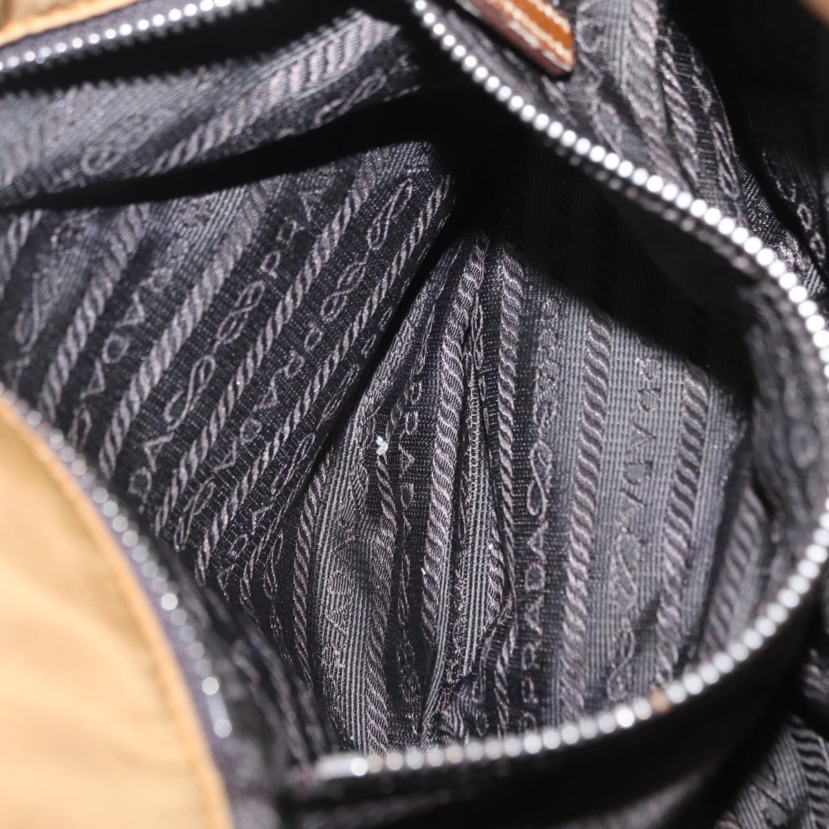 PRADA Chain Tote Bag Nylon Brown Silver Auth 206291
