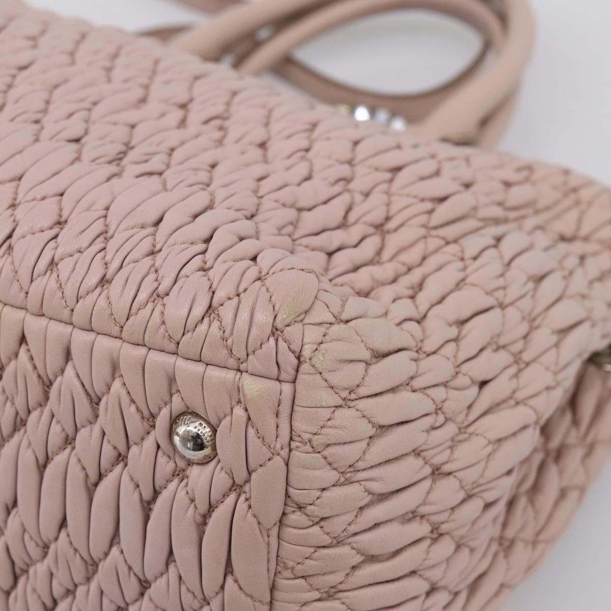 Miu Miu Matelasse Chain Shoulder Bag Leather 2way Pink Silver Auth 206292A