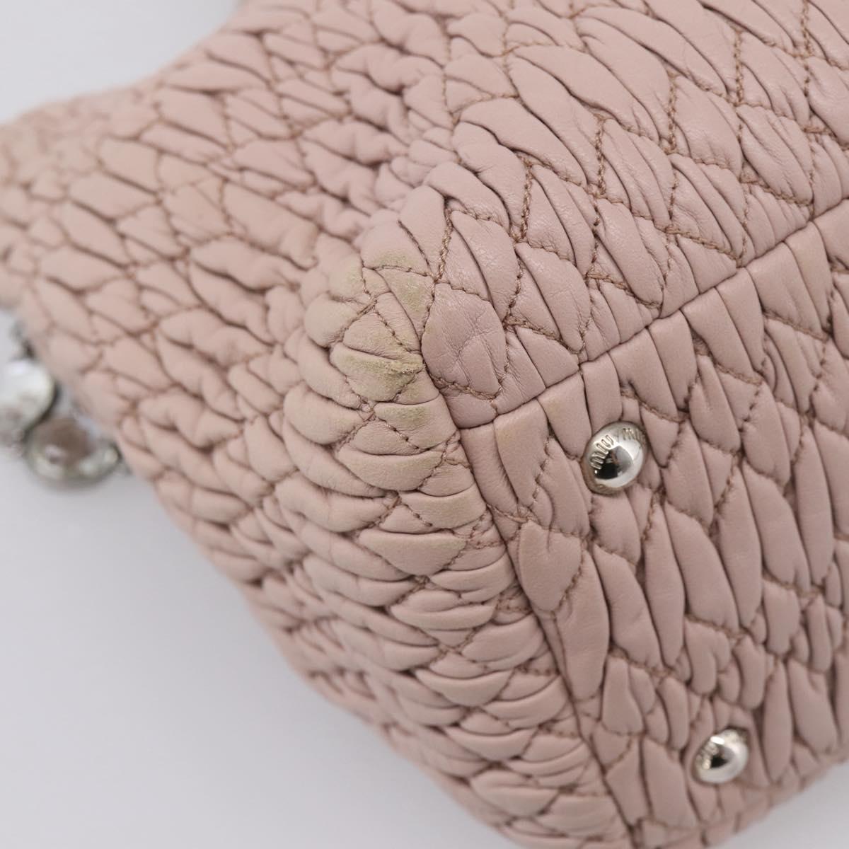 Miu Miu Matelasse Chain Shoulder Bag Leather 2way Pink Silver Auth 206292A