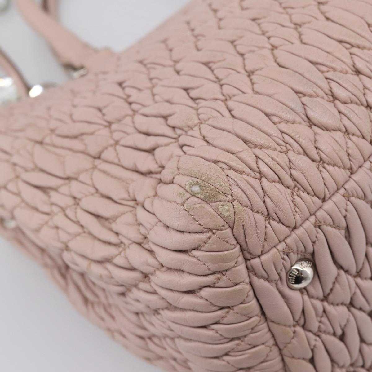 Miu Miu Matelasse Chain Shoulder Bag Leather 2way Pink Silver Auth 206292A