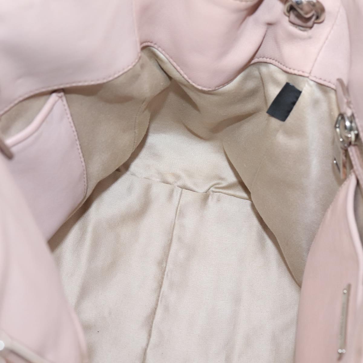 Miu Miu Matelasse Chain Shoulder Bag Leather 2way Pink Silver Auth 206292A