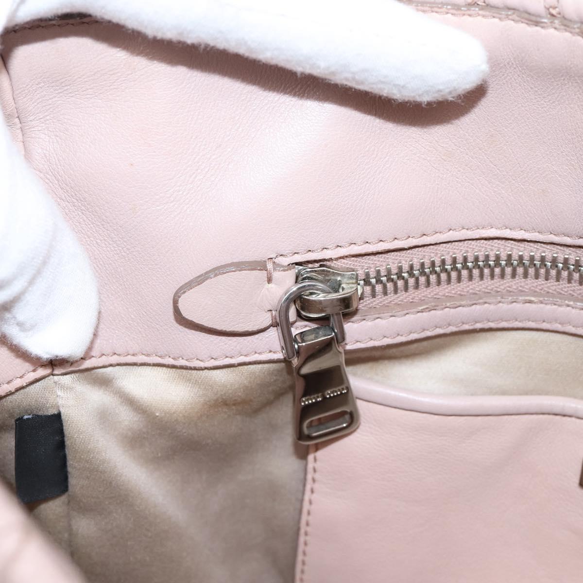 Miu Miu Matelasse Chain Shoulder Bag Leather 2way Pink Silver Auth 206292A