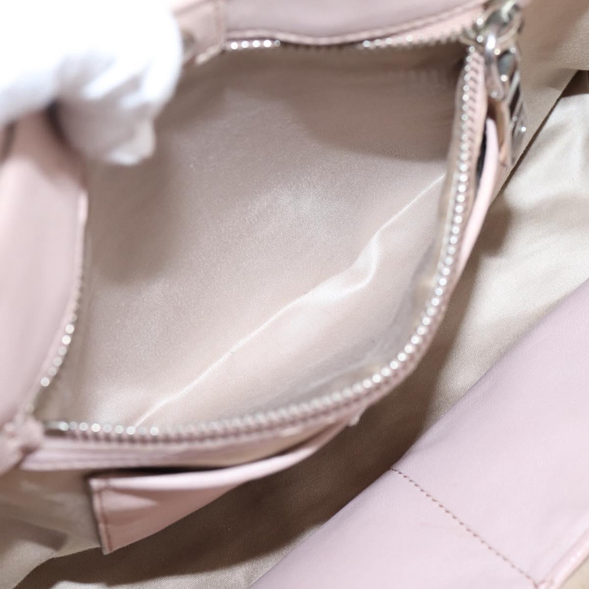 Miu Miu Matelasse Chain Shoulder Bag Leather 2way Pink Silver Auth 206292A