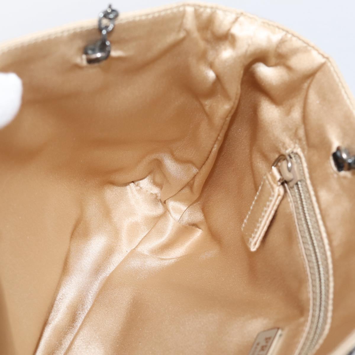 PRADA Chain Hand Bag Satin Gold Auth 206293M
