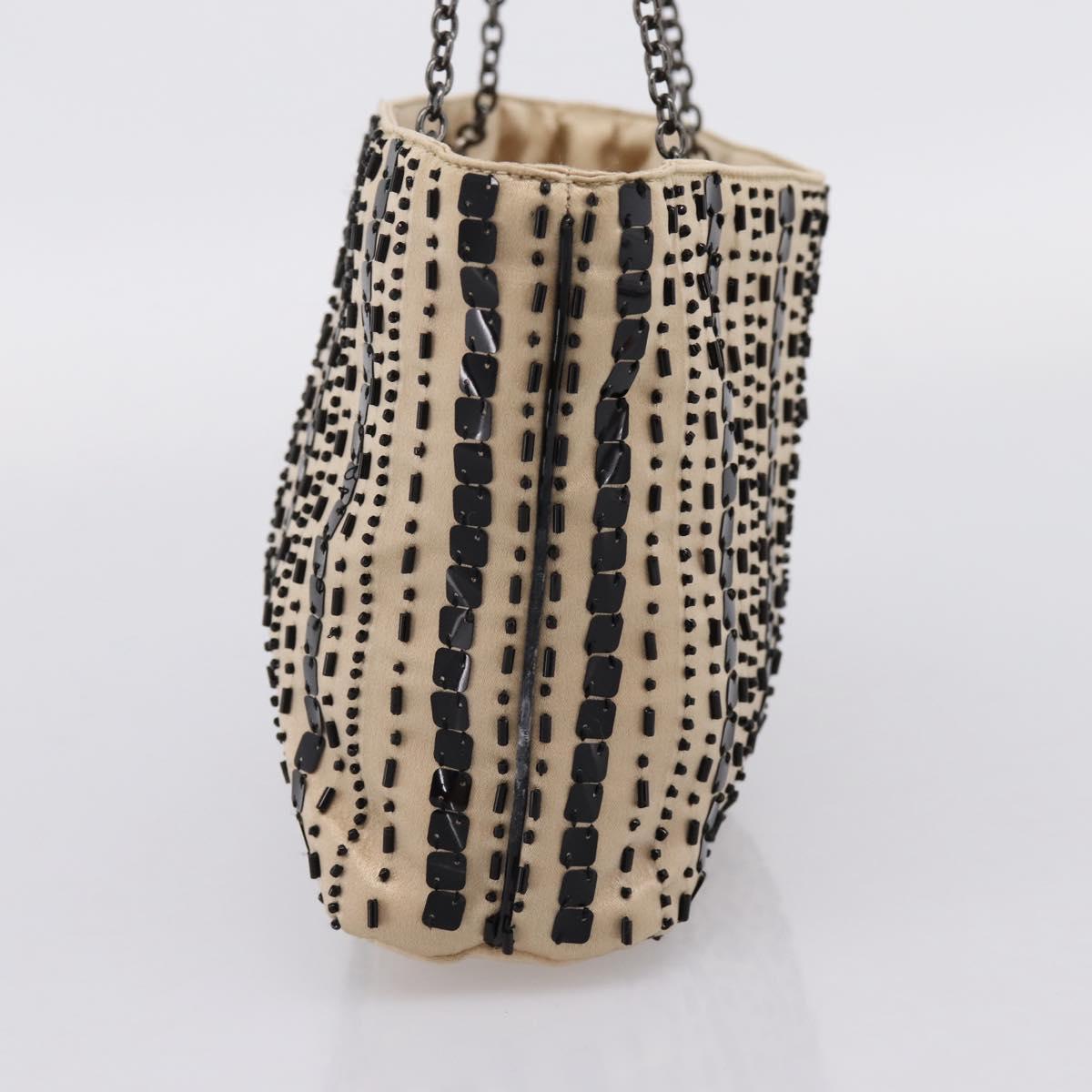 PRADA Chain Hand Bag Satin Gold Auth 206293M